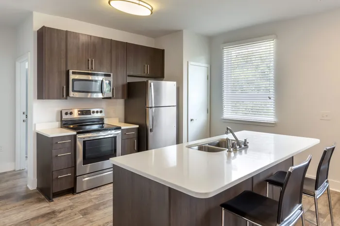 Stainless steel appliances in the kitchen at Live on Hillsborough in Raleigh, North Carolina