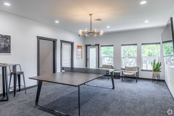 Modern clubhouse at Grand Oaks apartment community in Corvallis, Oregon.
