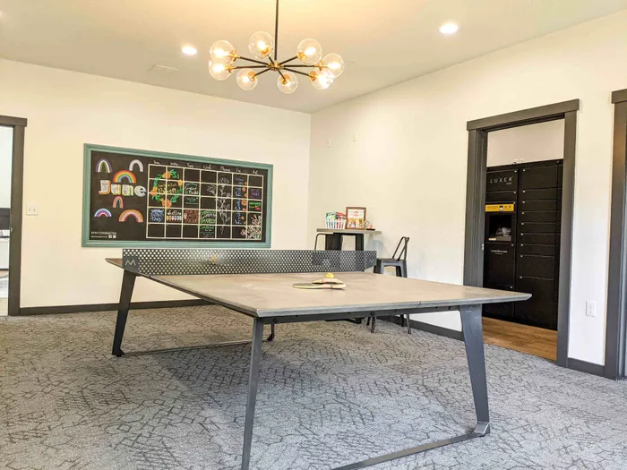 Modern clubhouse at Grand Oaks apartment community in Corvallis, Oregon.
