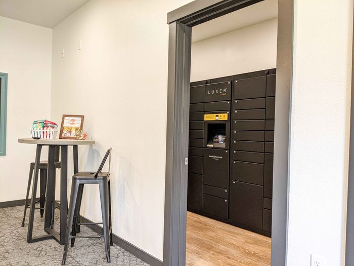 Secure package lockers for residents at Grand Oaks in Corvallis, Oregon.