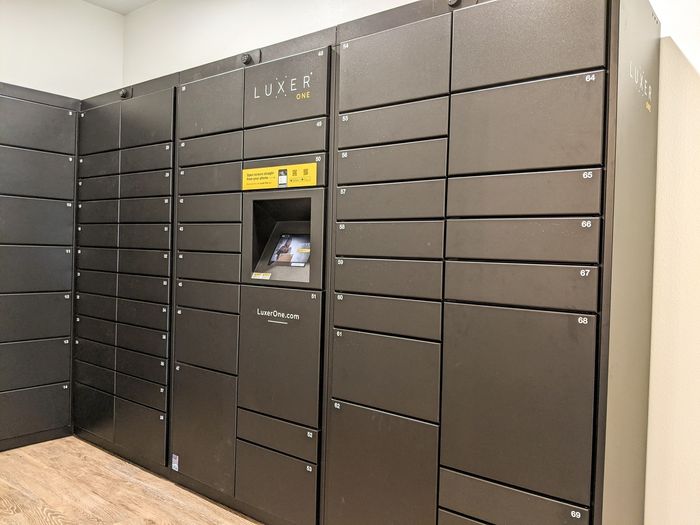 Secure package lockers for residents at Grand Oaks in Corvallis, Oregon.
