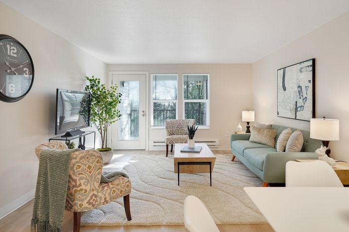 Spacious Living Room at Grand Oaks apartment community in Corvallis, Oregon.