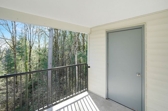 Private Balcony at Grand Oaks apartment community in Corvallis, Oregon.