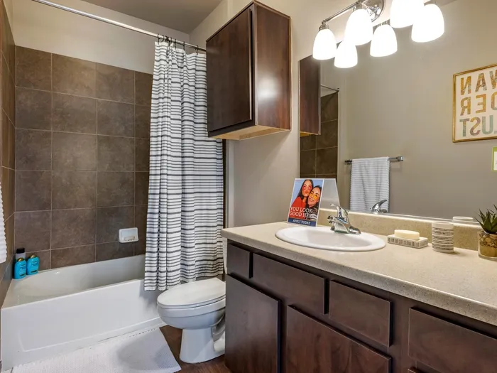 Bathroom at Highlander at North Campus in Riverside, California