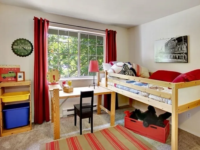Bright apartment bedroom at Greystone Meadows in Federal Way Washington