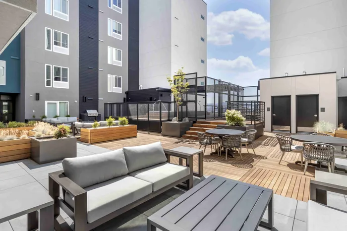 Outdoor community courtyard at The Edison in Reno, Nevada.