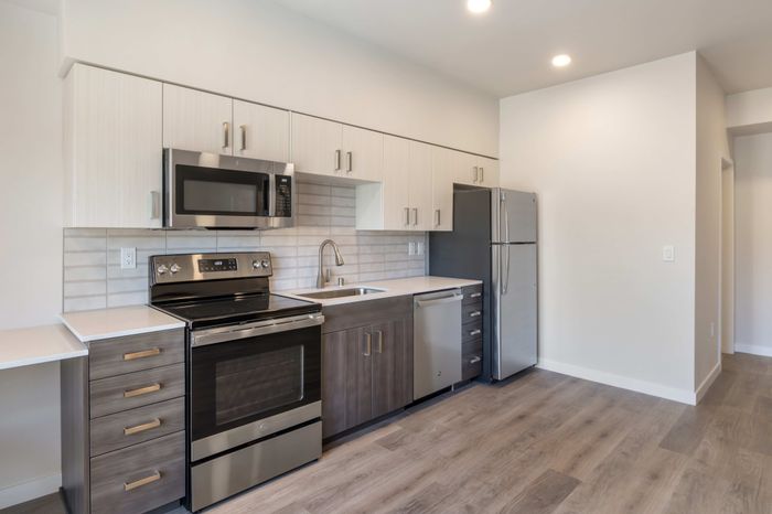 Studio kitchen at The Edison in Reno, Nevada