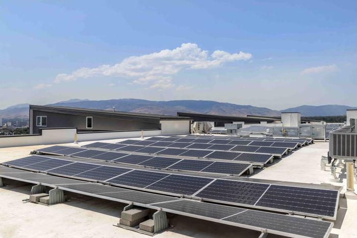 200kw solar array on the roof of The Edison in Reno, Nevada.