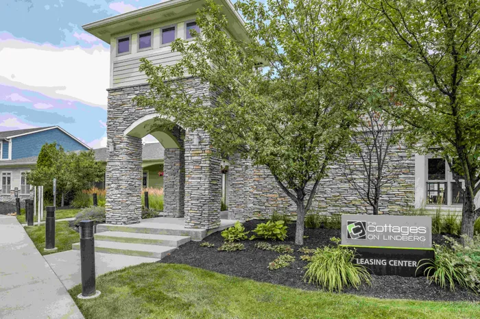 Clubhouse Exterior at The Cottages on Lindberg in West Lafayette, Indiana