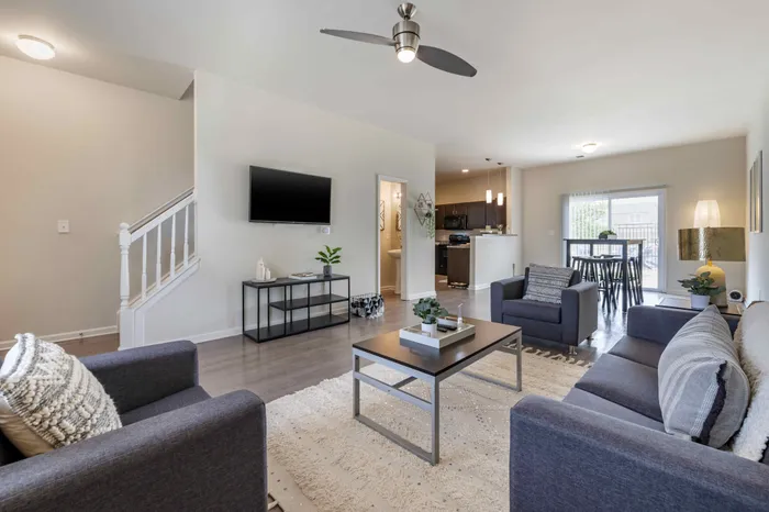 Spacious Living Room at The Cottages on Lindberg in West Lafayette, Indiana
