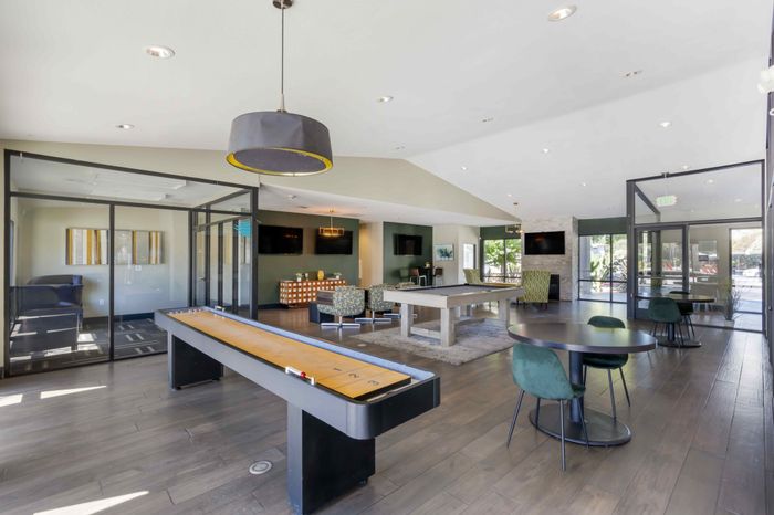 Modern Clubhouse Lounge and Game Room at the Phoenix Sacramento Apartment Community in Sacramento, California