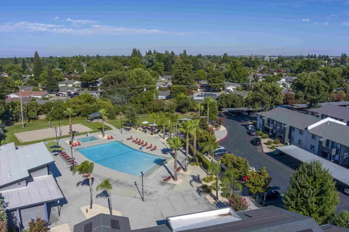 Aerial View of Resort-Style Pol at the Phoenix Sacramento Apartment Community in Sacramento, California