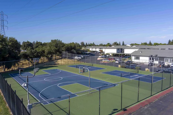 Outdoor Basketball and Pickle Ball Courts at the Phoenix Sacramento Apartment Community in Sacramento, California