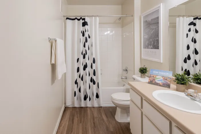 Private bathroom at The Zone student apartments near TAMU in College Station Texas