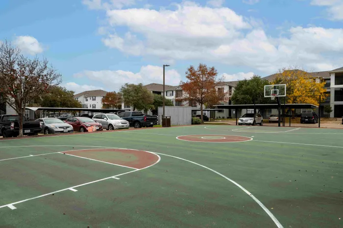 Outdoor basketball court at The Zone student apartments near Texas A&M University in College Station TX
