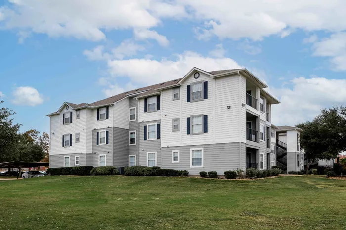 Exterior building view of The Zone student apartments near Texas A&M University in College Station Texas