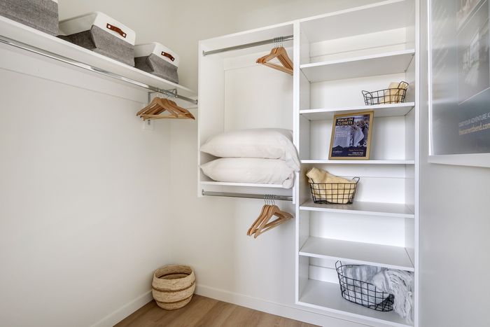 Walk-in closet at The Current in Bend, Oregon