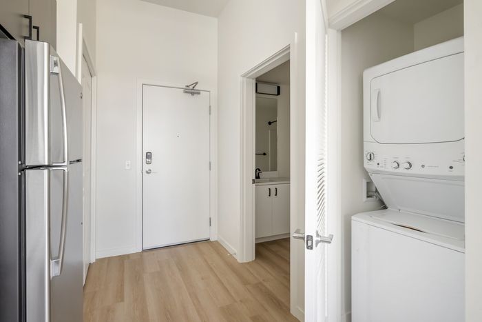 Entryway in studio apartment homes at The Current in Bend, Oregon