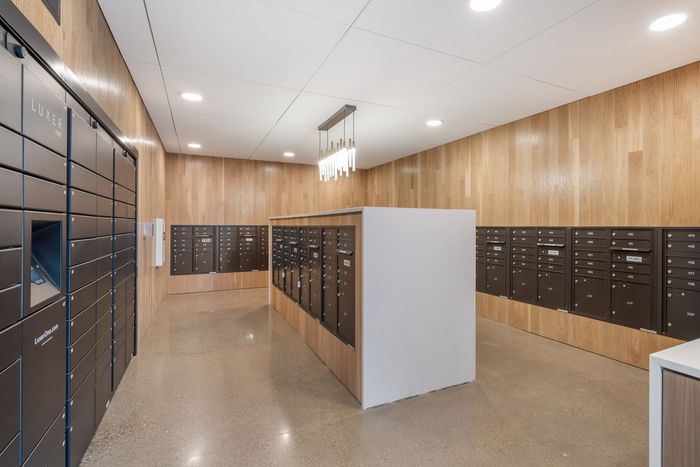 Electronic parcel locker and mail room at The Current in Bend, Oregon