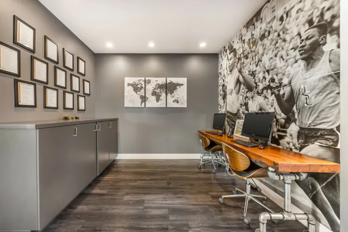 Fully equipped business center with computers and workstations at Chase Village Eugene OR