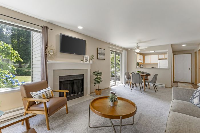 Model Living Room at The Colony at Bear Creek Apartment Community in Redmond, Washington