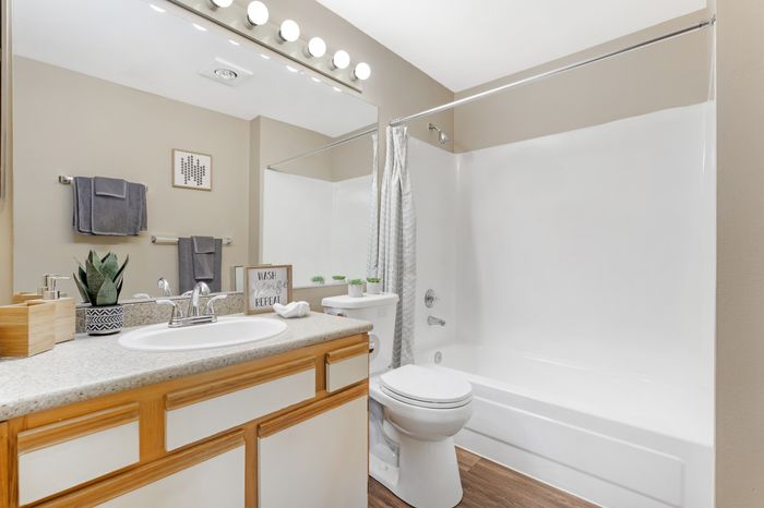 Model Bathroom at The Colony at Bear Creek Apartment Community in Redmond, Washington