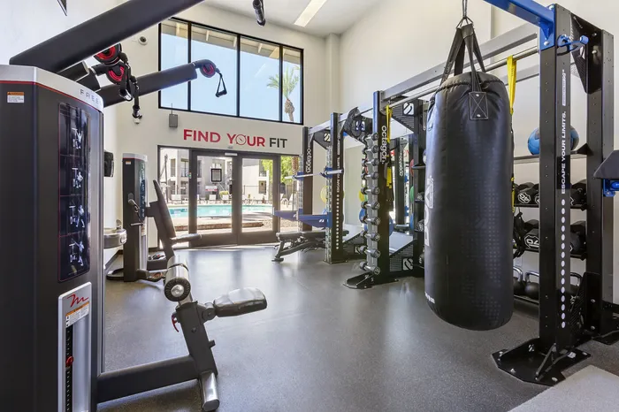 255 North modern fitness center featuring treadmills and strength training equipment in Tucson Arizona