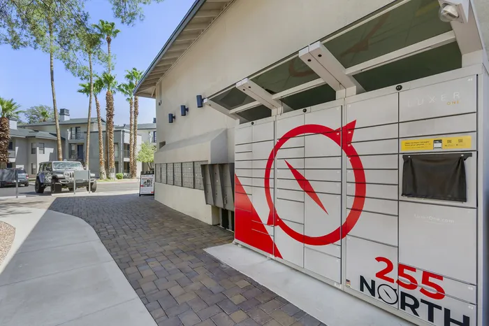 255 North secure package locker system for convenient resident deliveries at Tucson AZ apartment