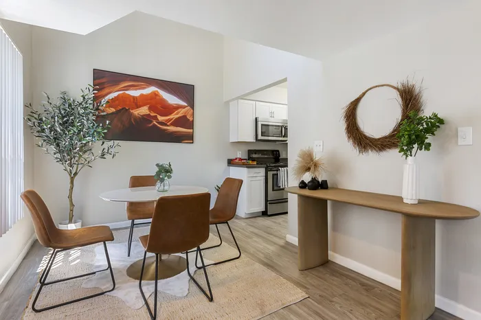 255 North renovated model dining area featuring modern finishes and open layout in Tucson Arizona