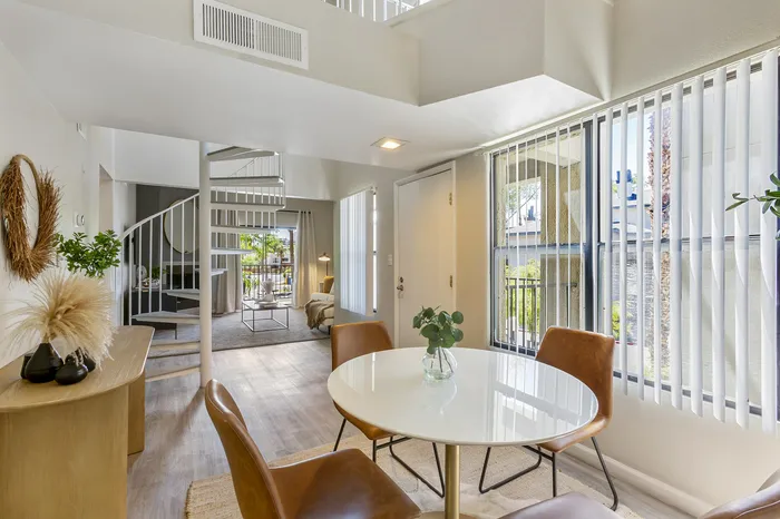 255 North model dining area with elegant lighting and contemporary style in Tucson AZ luxury apartment