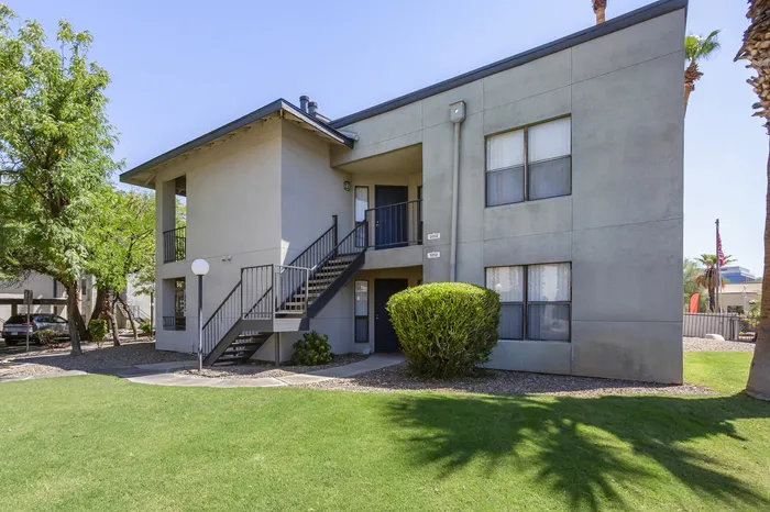 255 North residential apartment building exterior with beautiful landscaping in Tucson AZ
