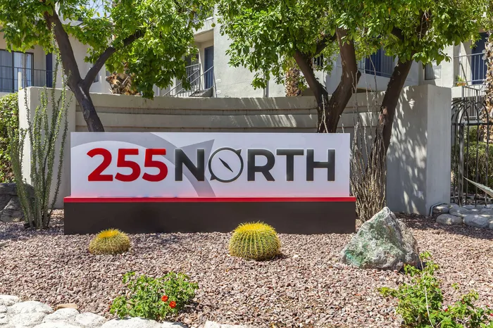 255 North monument entrance sign marking the luxury apartment community at 255 N Granada Ave Tucson AZ