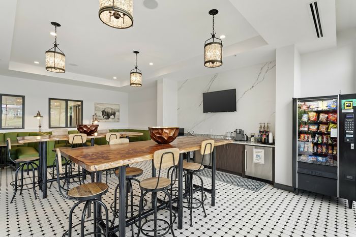 303 Flats shared communal kitchen and dining room for student residents at Knoxville Tennessee apartments