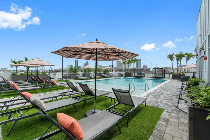 Rooftop pool with panoramic city views at Niche luxury apartments in Tampa, FL