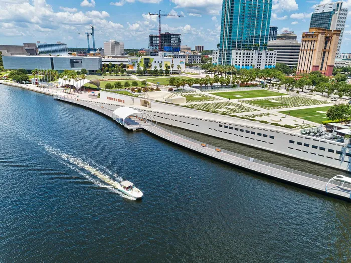 Tampa waterfront skyline view near Niche luxury apartments in Tampa, FL