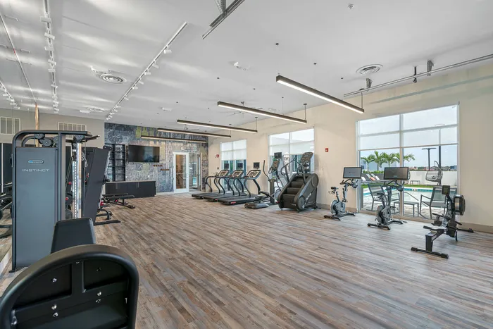 Modern fitness center interior at Niche luxury apartments in Tampa, FL