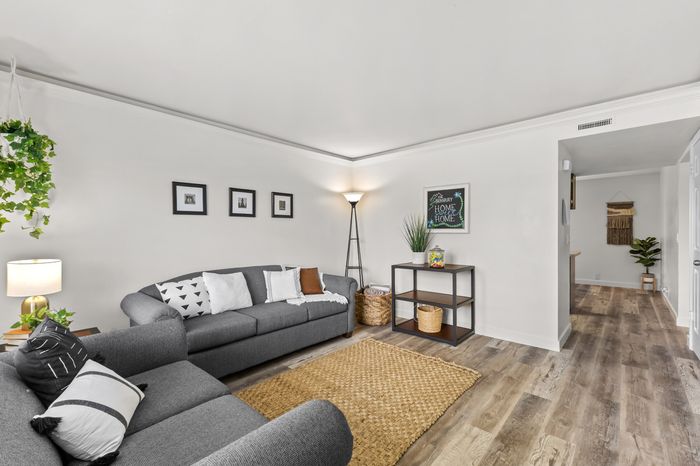 Comfortable living room in a student apartment at The Branbury in Provo, UT near Brigham Young University