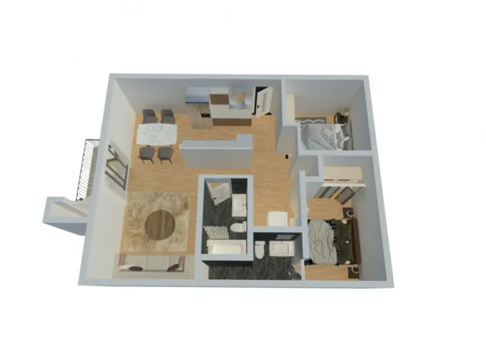 The Phoenix Reno 2x2 two bedroom two bathroom 940 sq ft floor plan in Reno NV