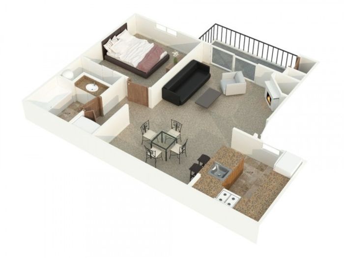 Alderwood Heights 1 bedroom apartment floor plan