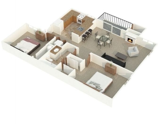 Alderwood Heights 2 bedroom apartment floor plan