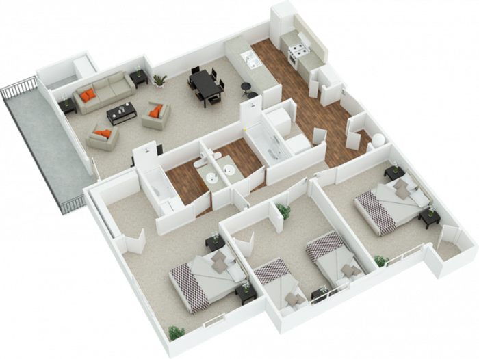 3 bedroom apartment floor plan