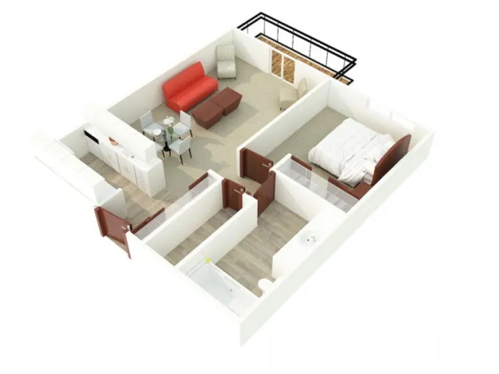 Maplewood Park 1 bedroom apartment floor plan in Renton, WA