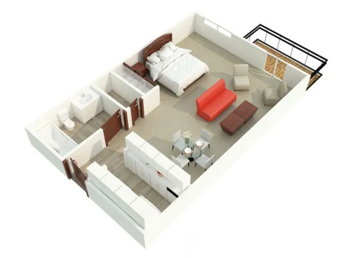 Classic Studio Floor Plan at Maplewood Park apartment community in Renton, WA