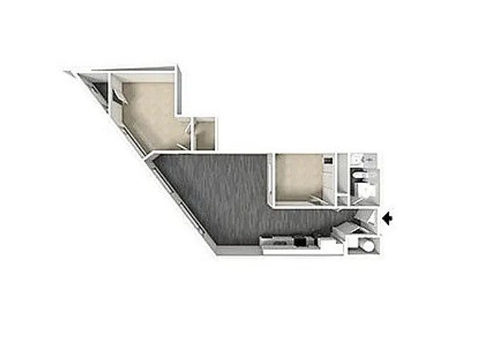 RM West P2 2x1 B2 floor plan two bedroom one bath 1010 sq ft in Kansas City MO