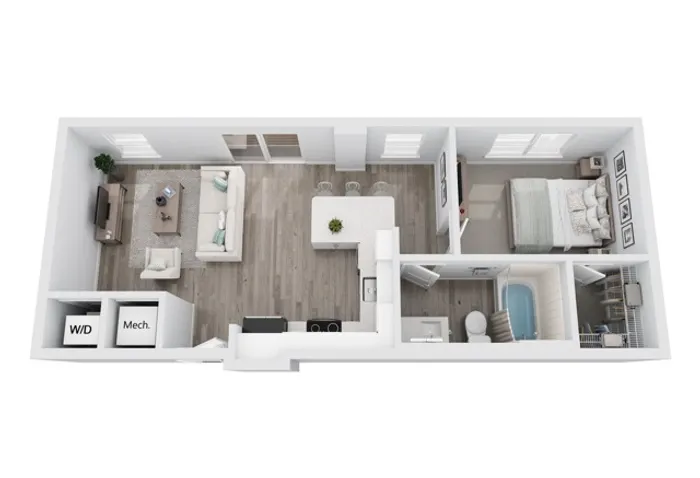 A4 one-bedroom apartment floor plan at Niche luxury apartments in Tampa, FL