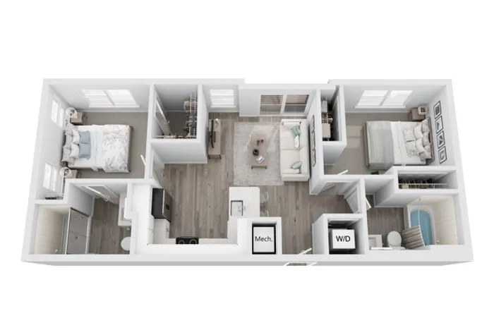 B5 two-bedroom two-bathroom apartment floor plan at Niche luxury apartments in Tampa, FL