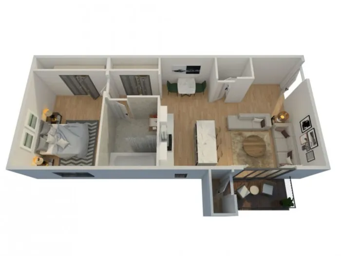 The Phoenix Reno 1x1 A one bedroom one bathroom 620 sq ft 3D floor plan in Reno NV