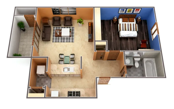 Greystone Meadows 1x1 S one bedroom one bathroom 513 sq ft floor plan in Federal Way WA