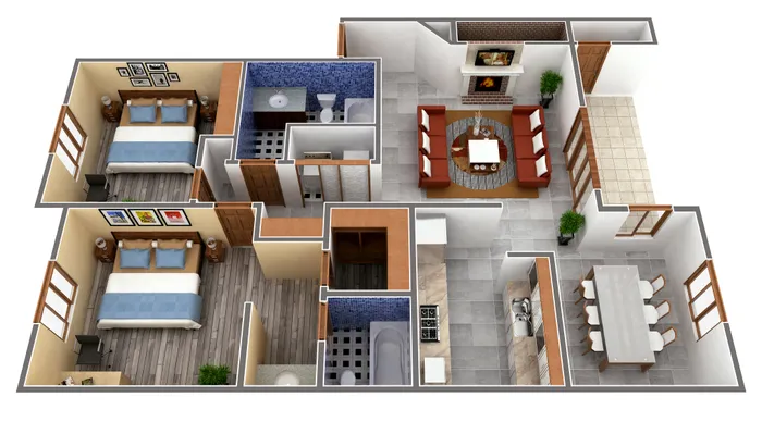 Greystone Meadows 2x2 two bedroom two bathroom 992 sq ft floor plan in Federal Way WA