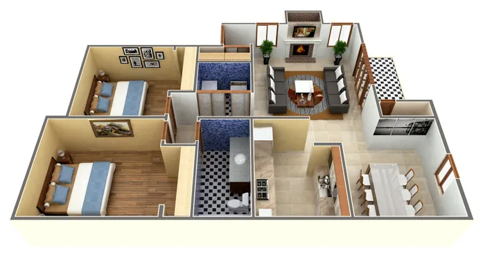 Greystone Meadows 2x1 two bedroom one bathroom 875 sq ft floor plan in Federal Way WA